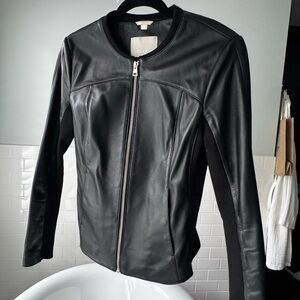 Soia & Kyo Black Leather Jacket Classic Motorcycle Style